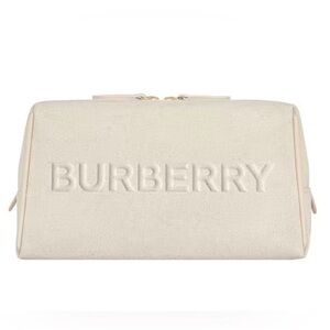 Burberry Double Zip Cream Makeup Toiletry Bag Unisex NWT